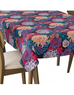 Tischdecke Abwaschbar Tischtuch Gartentischdecke Fleckschutz Wasserabweisend Tafeldecke - Pfingstrose Rose Monstera