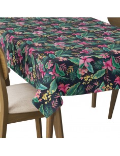 Tischdecke Abwaschbar Tischtuch Gartentischdecke Fleckschutz Wasserabweisend Tafeldecke - rosa Hibiskus