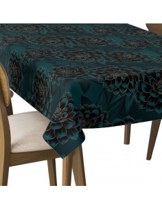 Tischdecke Abwaschbar Tischtuch Gartentischdecke Fleckschutz Wasserabweisend Tafeldecke - dunkle Blumen