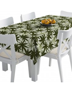 Tischdecke Abwaschbar Tischtuch Gartentischdecke Fleckschutz Wasserabweisend Tafeldecke - grüne Cannabisblätter