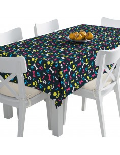 Tischdecke Abwaschbar Tischtuch Gartentischdecke Fleckschutz Wasserabweisend Tafeldecke - bunte Pfoten und Knochen 2