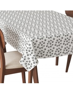 Tischdecke Abwaschbar Tischtuch Gartentischdecke Fleckschutz Wasserabweisend Tafeldecke - Pfoten und Diamanten