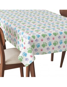 Tischdecke Abwaschbar Tischtuch Gartentischdecke Fleckschutz Wasserabweisend Tafeldecke - bunte Pfoten 2