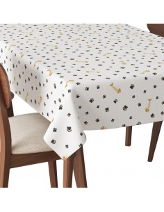 Tischdecke Abwaschbar Tischtuch Gartentischdecke Fleckschutz Wasserabweisend Tafeldecke - Pfoten, Fischskelett