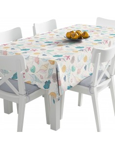 Tischdecke Abwaschbar Tischtuch Gartentischdecke Fleckschutz Wasserabweisend Tafeldecke - Muscheln