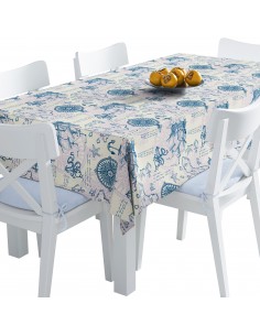 Tischdecke Abwaschbar Tischtuch Gartentischdecke Fleckschutz Wasserabweisend Tafeldecke - Seekarte