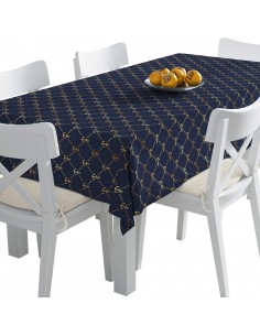 Tischdecke Abwaschbar Tischtuch Gartentischdecke Fleckschutz Wasserabweisend Tafeldecke - goldene Anker