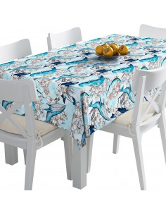 Tischdecke Abwaschbar Tischtuch Gartentischdecke Fleckschutz Wasserabweisend Tafeldecke - Wale
