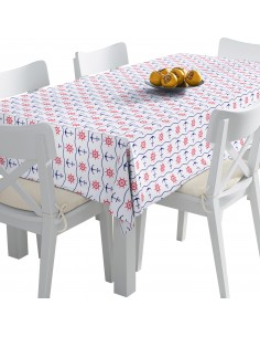 Tischdecke Abwaschbar Tischtuch Gartentischdecke Fleckschutz Wasserabweisend Tafeldecke - Anker und Ruder auf der Welle