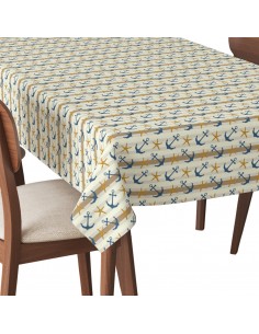 Tischdecke Abwaschbar Tischtuch Gartentischdecke Fleckschutz Wasserabweisend Tafeldecke - Anker und Seestern 2