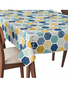 Tischdecke Abwaschbar Tischtuch Gartentischdecke Fleckschutz Wasserabweisend Tafeldecke - geometrisch nautisch
