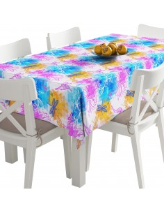 Tischdecke Abwaschbar Tischtuch Gartentischdecke Fleckschutz Wasserabweisend Tafeldecke - bunte Schmetterlinge, Vögel
