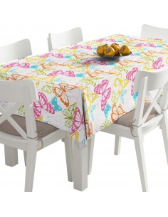 Tischdecke Abwaschbar Tischtuch Gartentischdecke Fleckschutz Wasserabweisend Tafeldecke - bunte Schmetterlinge