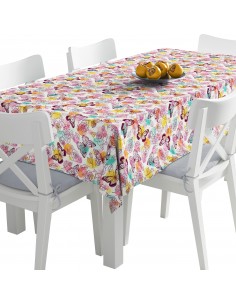 Tischdecke Abwaschbar Tischtuch Gartentischdecke Fleckschutz Wasserabweisend Tafeldecke - Schmetterlinge Rosen