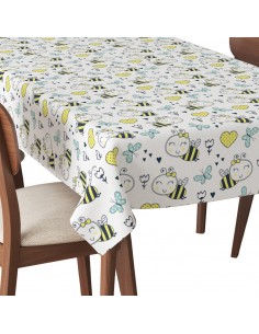 Tischdecke Abwaschbar Tischtuch Gartentischdecke Fleckschutz Wasserabweisend Tafeldecke - Bienen und Schmetterlinge