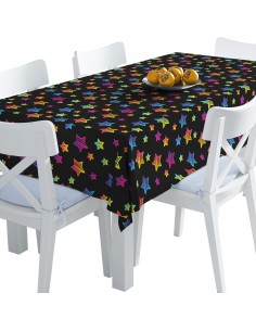 Tischdecke Abwaschbar Tischtuch Gartentischdecke Fleckschutz Wasserabweisend Tafeldecke - bunte Sterne