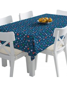 Tischdecke Abwaschbar Tischtuch Gartentischdecke Fleckschutz Wasserabweisend Tafeldecke - bunte Sterne 2