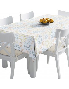 Tischdecke Abwaschbar Tischtuch Gartentischdecke Fleckschutz Wasserabweisend Tafeldecke - bunte Sonne