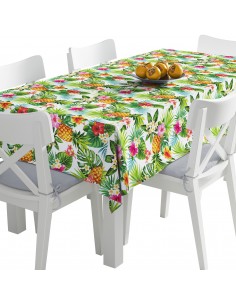 Tischdecke Abwaschbar Tischtuch Gartentischdecke Fleckschutz Wasserabweisend Tafeldecke - Blumen Ananas