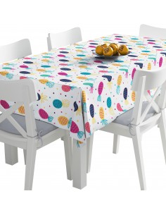 Tischdecke Abwaschbar Tischtuch Gartentischdecke Fleckschutz Wasserabweisend Tafeldecke - Ananas und Punkte