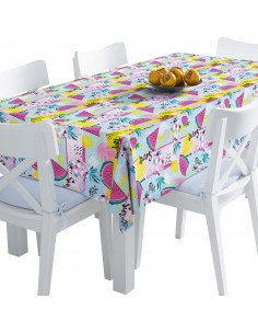 Tischdecke Abwaschbar Tischtuch Gartentischdecke Fleckschutz Wasserabweisend Tafeldecke - Wassermelonen und Ananas