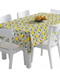 Tischdecke Abwaschbar Tischtuch Gartentischdecke Fleckschutz Wasserabweisend Tafeldecke - Bienen und Zitronen