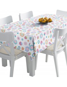 Tischdecke Abwaschbar Tischtuch Gartentischdecke Fleckschutz Wasserabweisend Tafeldecke - Erdbeeren und Blumen