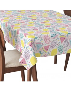 Tischdecke Abwaschbar Tischtuch Gartentischdecke Fleckschutz Wasserabweisend Tafeldecke - pastellfarbene Frucht