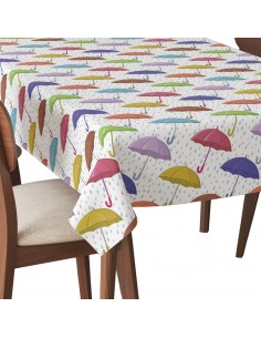 Tischdecke Abwaschbar Tischtuch Gartentischdecke Fleckschutz Wasserabweisend Tafeldecke - bunte Regenschirme Regen