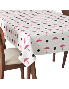 Tischdecke Abwaschbar Tischtuch Gartentischdecke Fleckschutz Wasserabweisend Tafeldecke - rosa Regenschirme