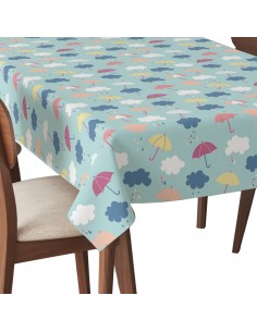 Tischdecke Abwaschbar Tischtuch Gartentischdecke Fleckschutz Wasserabweisend Tafeldecke - Regenschirme und Regenwolken 2