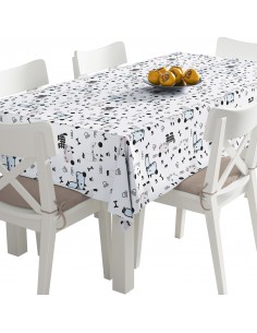 Tischdecke Abwaschbar Tischtuch Gartentischdecke Fleckschutz Wasserabweisend Tafeldecke - gezeichnete Hunde
