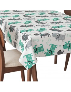 Tischdecke Abwaschbar Tischtuch Gartentischdecke Fleckschutz Wasserabweisend Tafeldecke - Hund und Knochen