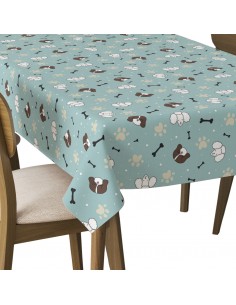 Tischdecke Abwaschbar Tischtuch Gartentischdecke Fleckschutz Wasserabweisend Tafeldecke - Pfoten Knochen Hunde