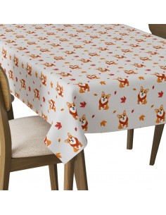 Tischdecke Abwaschbar Tischtuch Gartentischdecke Fleckschutz Wasserabweisend Tafeldecke - Corgi-Hund in einem Schal