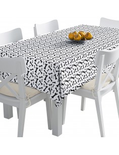 Tischdecke Abwaschbar Tischtuch Gartentischdecke Fleckschutz Wasserabweisend Tafeldecke - schwarze Knochen
