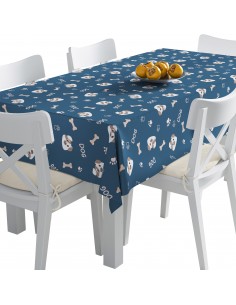 Tischdecke Abwaschbar Tischtuch Gartentischdecke Fleckschutz Wasserabweisend Tafeldecke - Pfoten Knochen Hunde 2