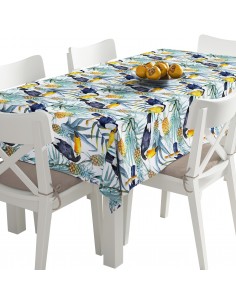 Tischdecke Abwaschbar Tischtuch Gartentischdecke Fleckschutz Wasserabweisend Tafeldecke - Tukane in Ananas