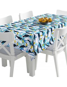 Tischdecke Abwaschbar Tischtuch Gartentischdecke Fleckschutz Wasserabweisend Tafeldecke - Tukane auf Palmen