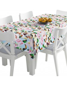 Tischdecke Abwaschbar Tischtuch Gartentischdecke Fleckschutz Wasserabweisend Tafeldecke - Vögel