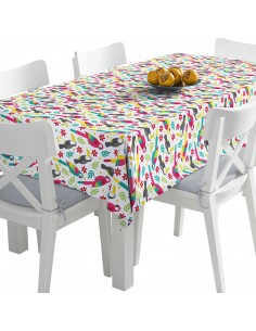 Tischdecke Abwaschbar Tischtuch Gartentischdecke Fleckschutz Wasserabweisend Tafeldecke - Papageien Tukane Blumen