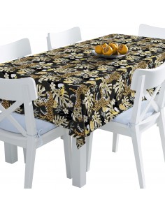 Tischdecke Abwaschbar Tischtuch Gartentischdecke Fleckschutz Wasserabweisend Tafeldecke - Leopard und Tukan