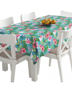 Tischdecke Abwaschbar Tischtuch Gartentischdecke Fleckschutz Wasserabweisend Tafeldecke - Blumen und Eisvogel