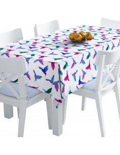 Tischdecke Abwaschbar Tischtuch Gartentischdecke Fleckschutz Wasserabweisend Tafeldecke - Aquarell Kolibri