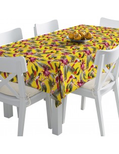 Tischdecke Abwaschbar Tischtuch Gartentischdecke Fleckschutz Wasserabweisend Tafeldecke - Vögel mit Eberesche