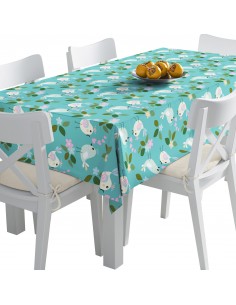 Tischdecke Abwaschbar Tischtuch Gartentischdecke Fleckschutz Wasserabweisend Tafeldecke - verliebte Vögel, Blumen