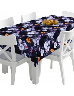 Tischdecke Abwaschbar Tischtuch Gartentischdecke Fleckschutz Wasserabweisend Tafeldecke - Rosen und Vögel