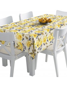 Tischdecke Abwaschbar Tischtuch Gartentischdecke Fleckschutz Wasserabweisend Tafeldecke - gelbe Rosen