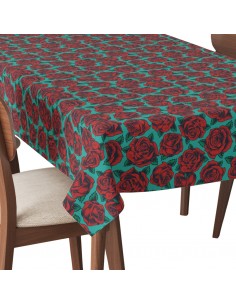 Tischdecke Abwaschbar Tischtuch Gartentischdecke Fleckschutz Wasserabweisend Tafeldecke - rote Rosen