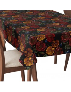 Tischdecke Abwaschbar Tischtuch Gartentischdecke Fleckschutz Wasserabweisend Tafeldecke - gestickte Rosen